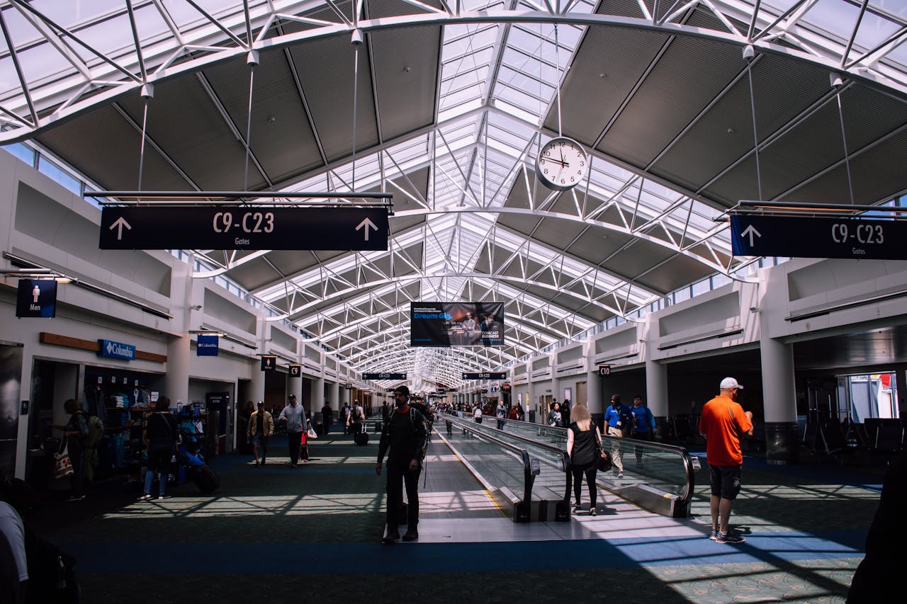 Busy airport terminal represents shuttle services in Budapest for traveling smoothly.